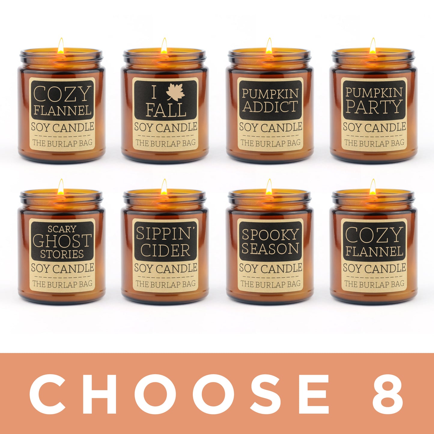 Fall Collection 8-pack - Soy Candles 9oz