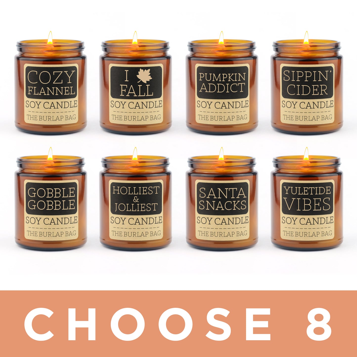 Fall & Holidays 8-pack - Soy Candles 9oz