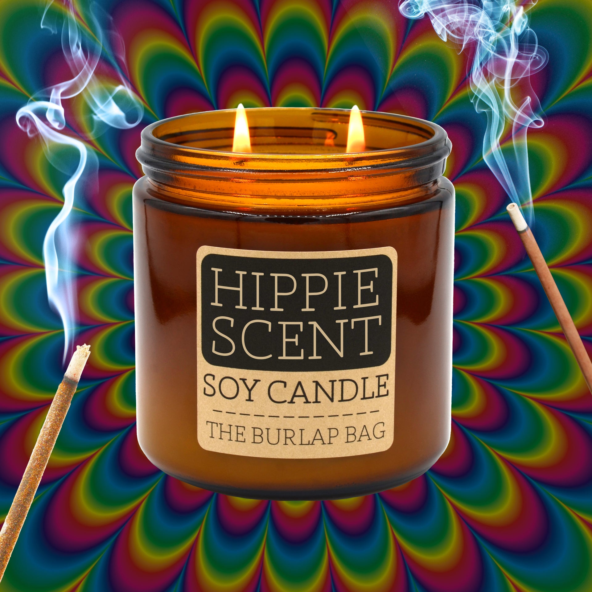 Hippie Scent - Large Soy Candle 16oz – The Burlap Bag